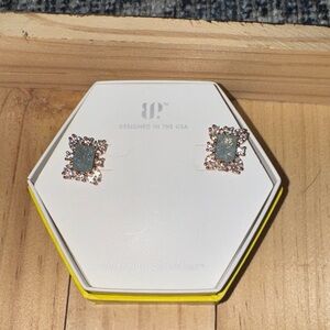 BP blue ice crystal and Gold Stud Earrings